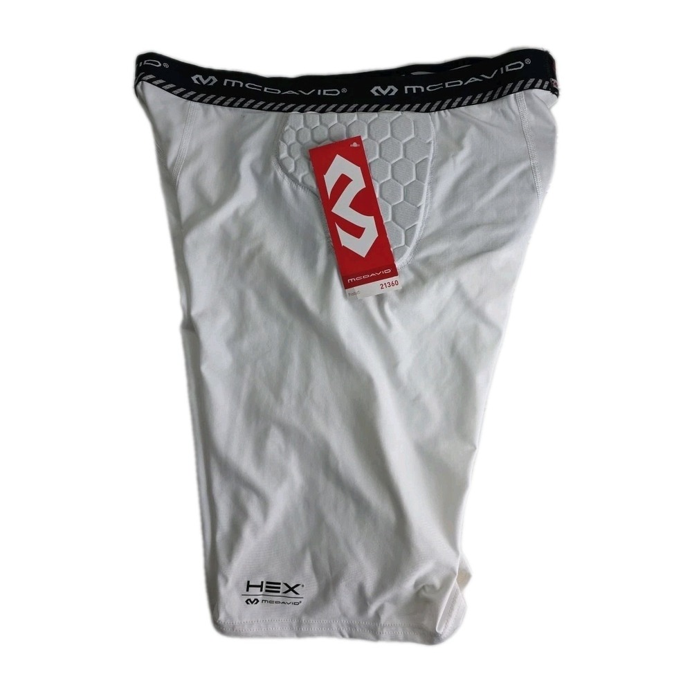 NWT McDavid Basketball Padded‎ Compression Shorts Men's WHITE Size 2XL